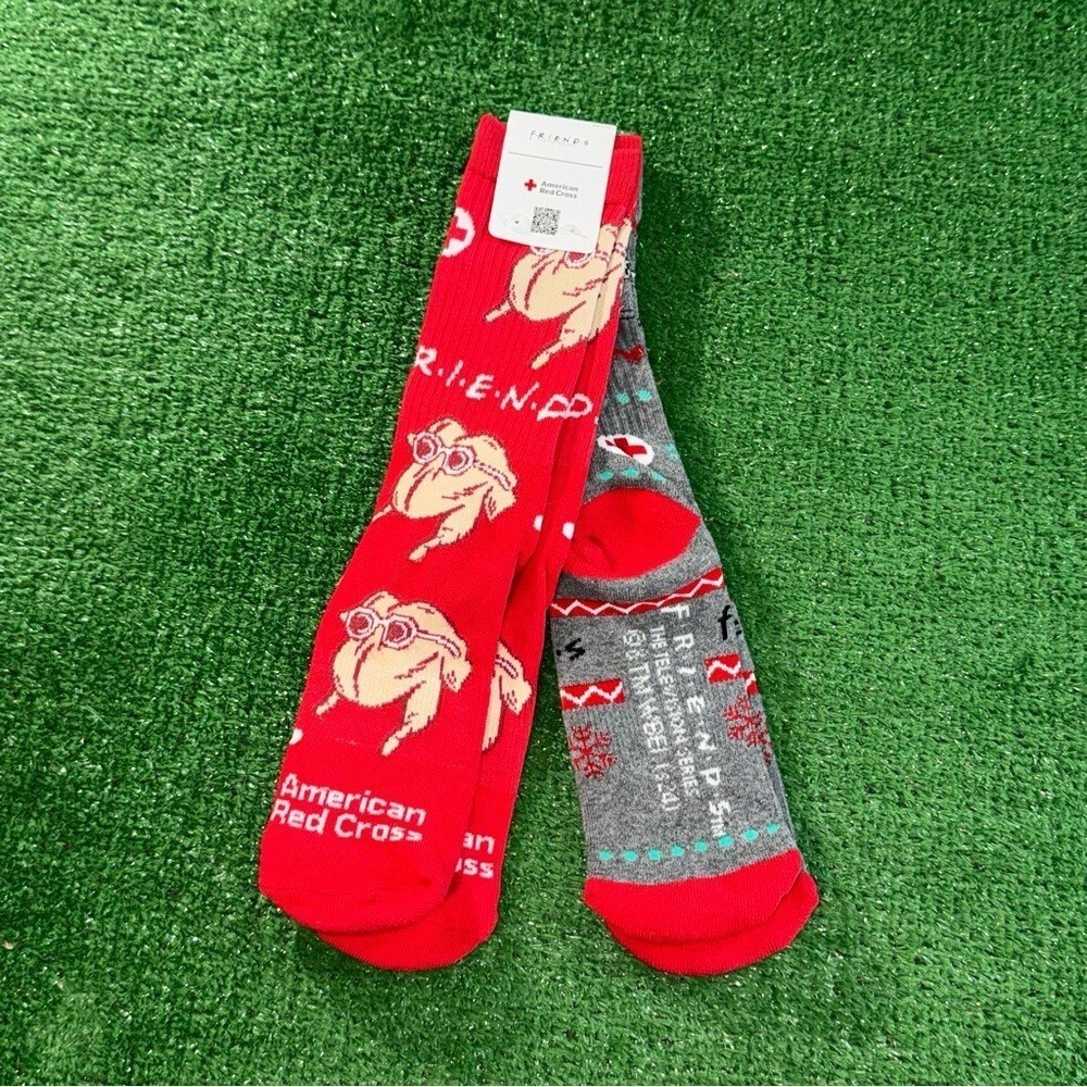 Friends TV Show American Red Cross Thanksgiving Christmas Socks‎ Women’s Size